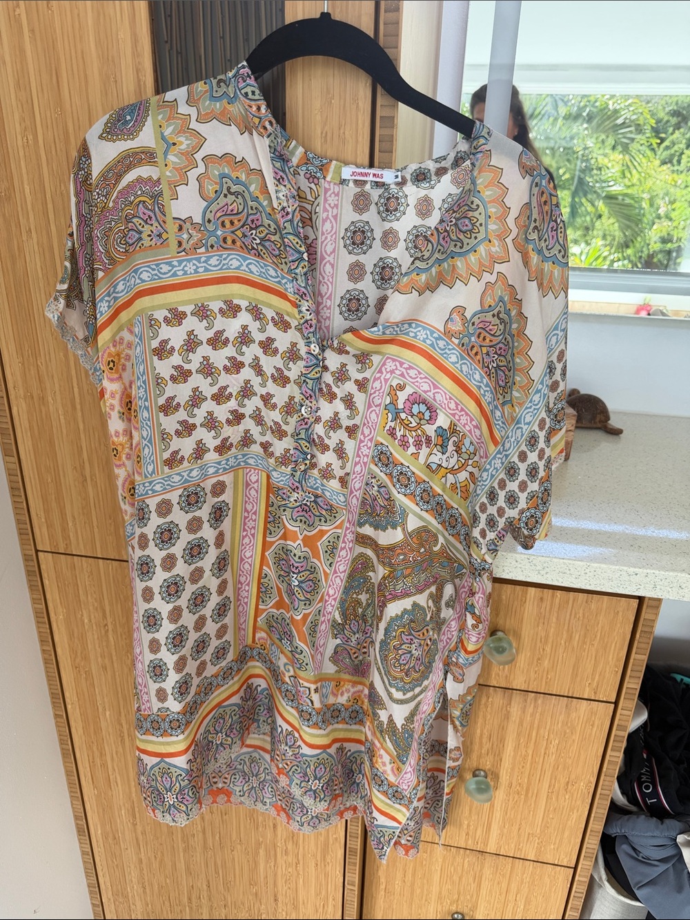 Johnny Was Summer Margarita Multi Paisley V-Neck Women’s Top Sz M